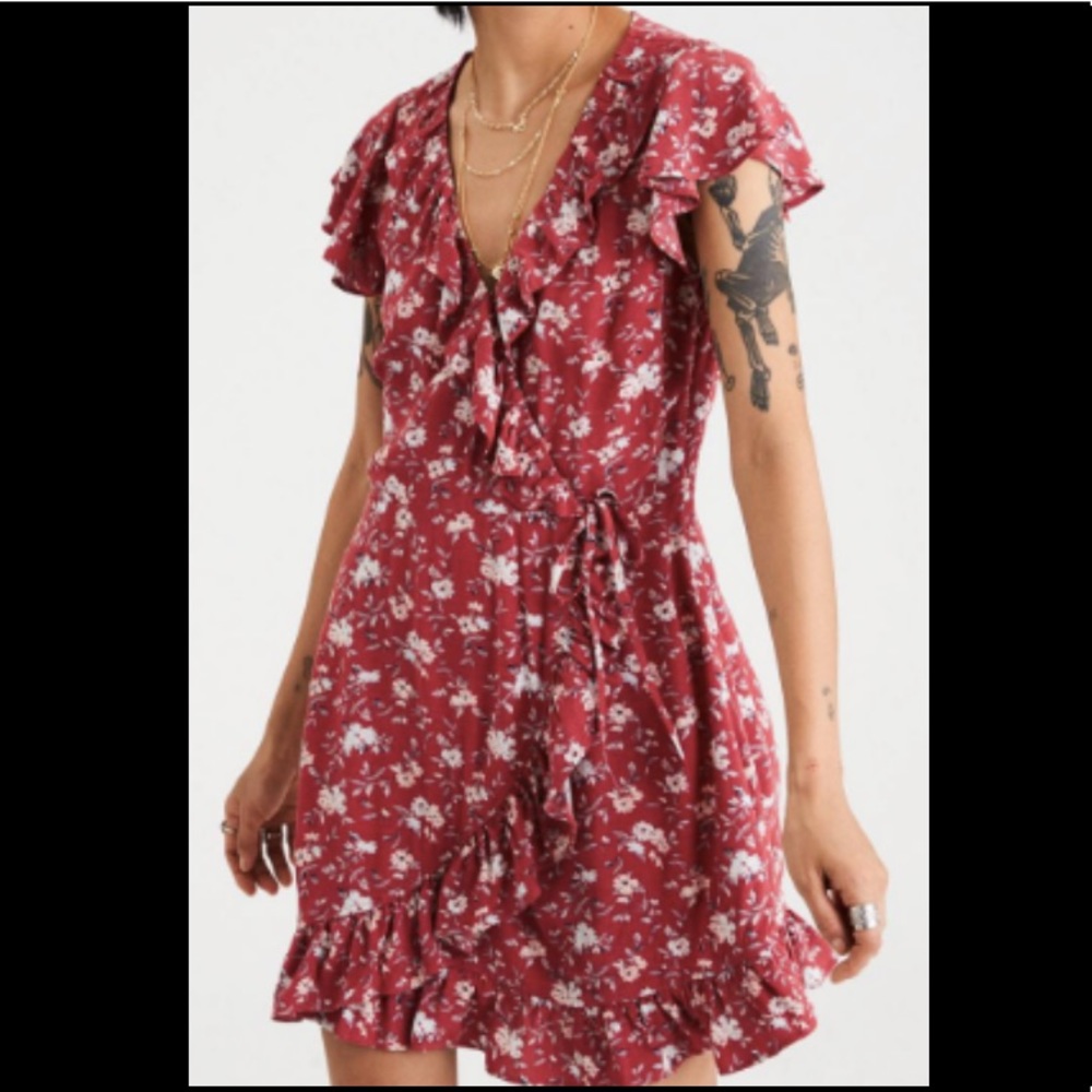 American Eagle Red Floral Dress